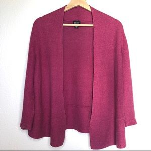 Eileen Fisher Raspberry Linen Blend Open Cardigan